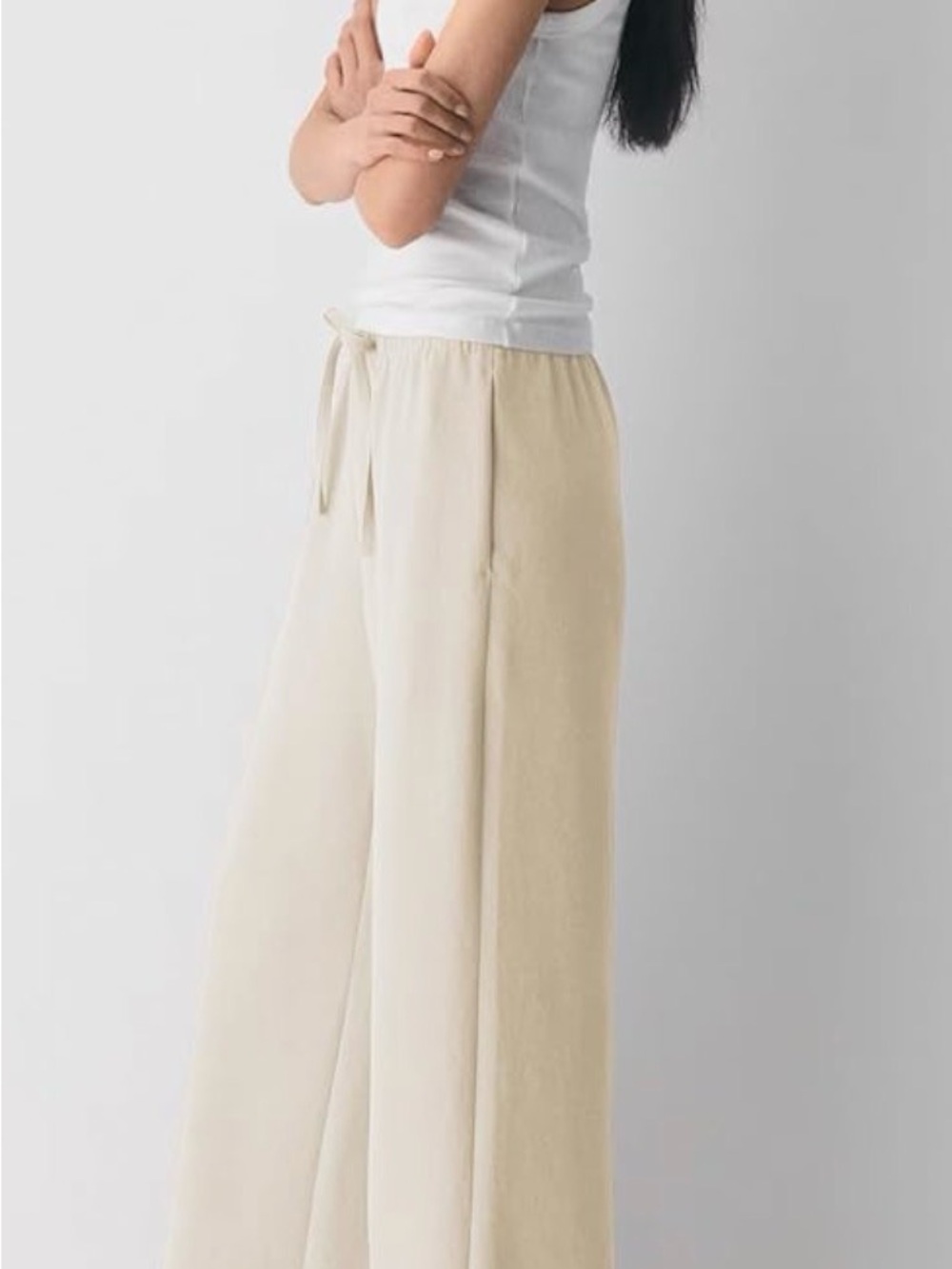 Women's High-Waist Wide Leg Pull-On Pants in Beige - Picture 5 of 8
